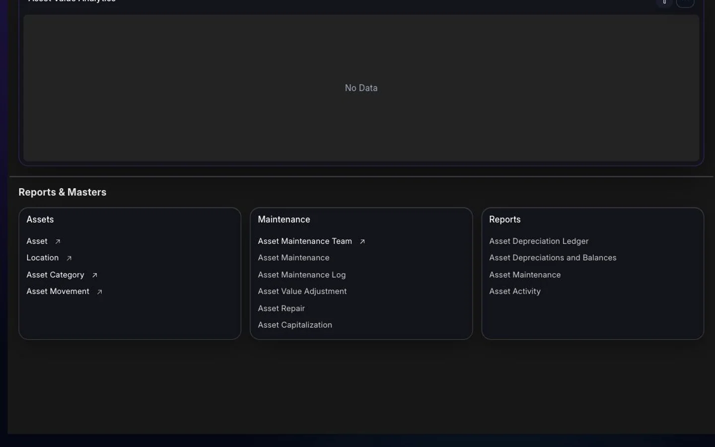 مساحة عمل Assets في واجهة BITEX الداكنة