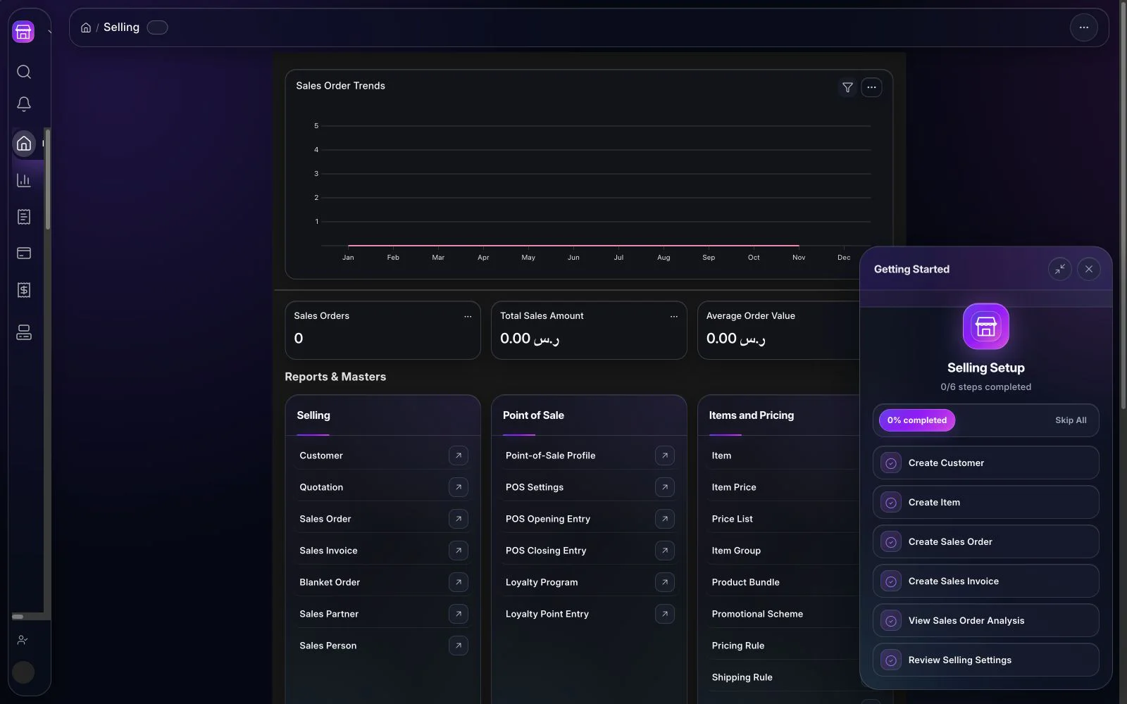 BITEX Selling workspace in the dark interface